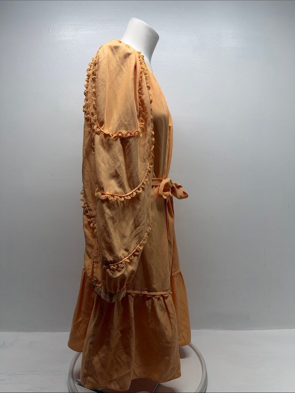Kobi Halperin Meadow Dress Linen Blend Peasant Mini Long Sleeve Orange Size XL - Picture 4 of 11